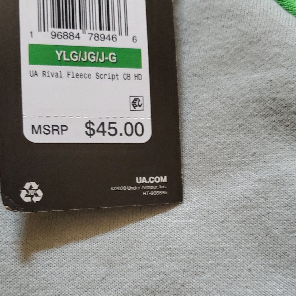 🆕️ Under Armour Green and Gray Color-Block Hoodie - Picture 6 of 8